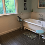 Soaker tub installation in bathroom remodel